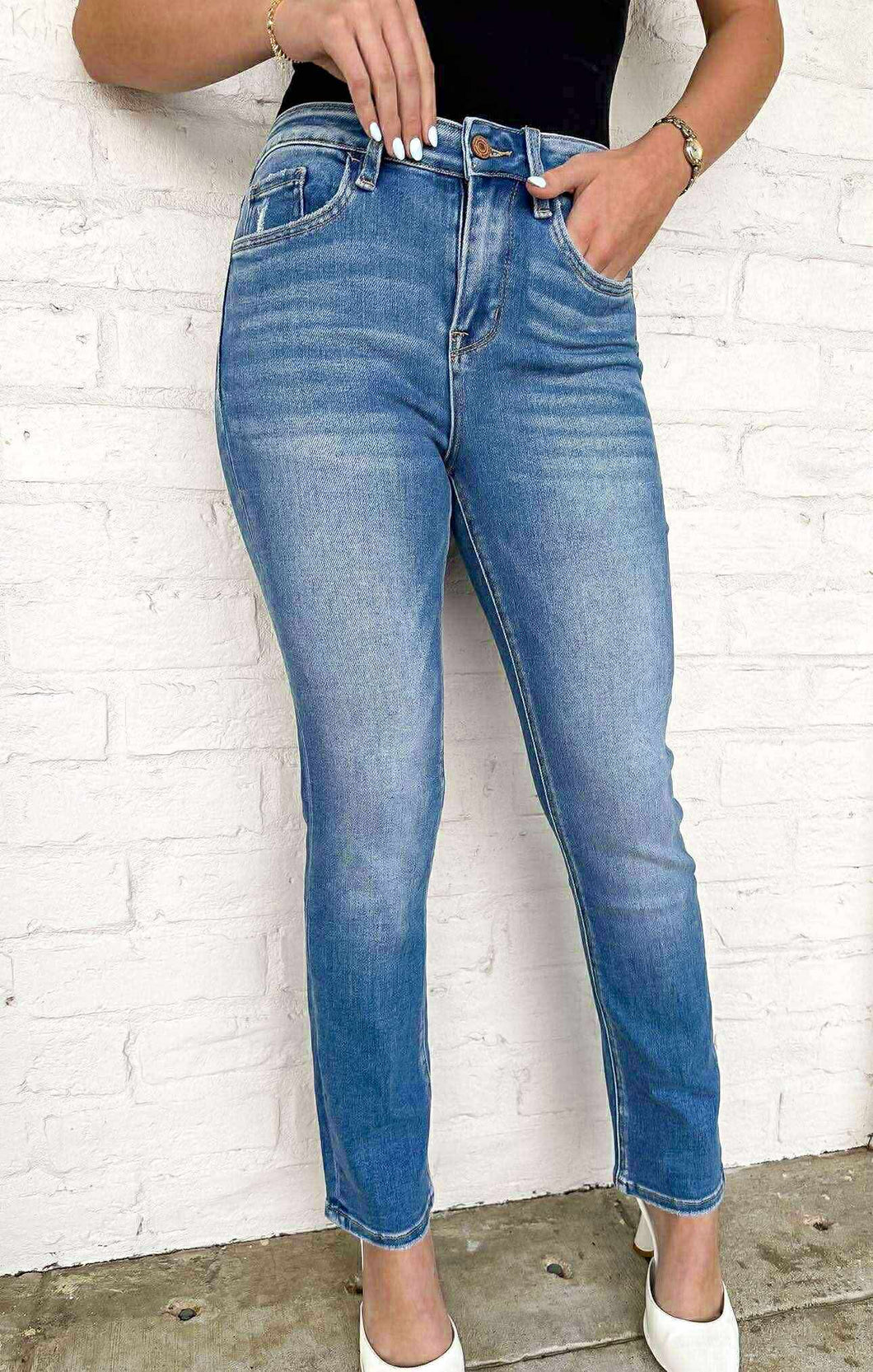 Create Space High Rise Slim Straight Jean