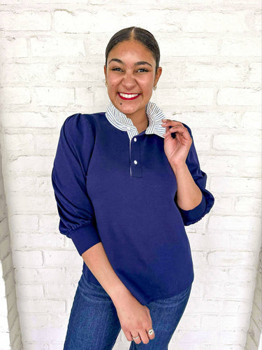 Spring Sentiments Navy Top