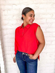 Unknown Reasons Red Oversized Top