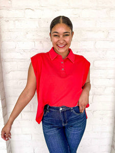 Unknown Reasons Red Oversized Top