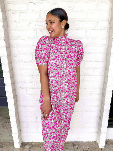 Skip A Beat Pink Midi Dress