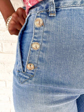 Load image into Gallery viewer, Happiest Moment Washed Blue Straight Flare With Button Detail