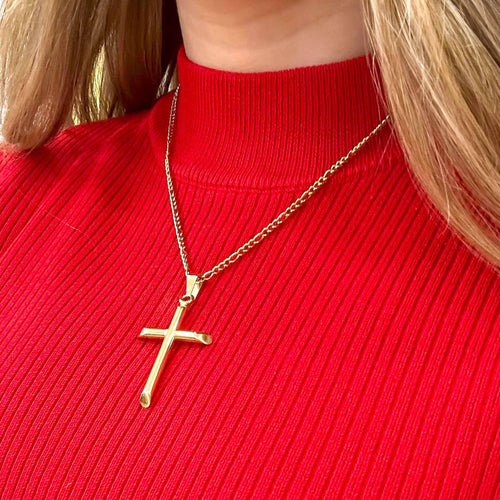 Large Gold Cross Necklace