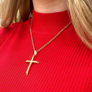 Large Gold Cross Necklace