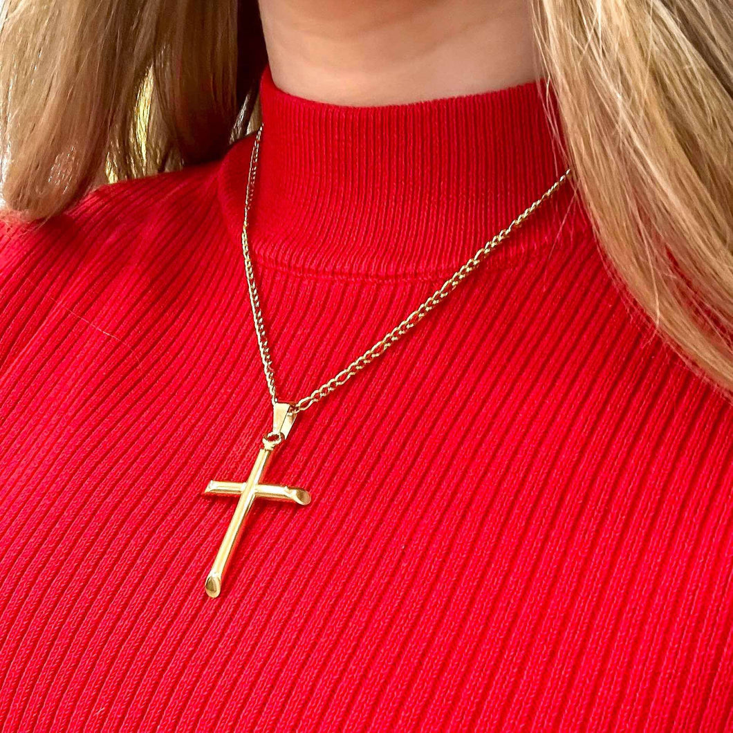 Large Gold Cross Necklace