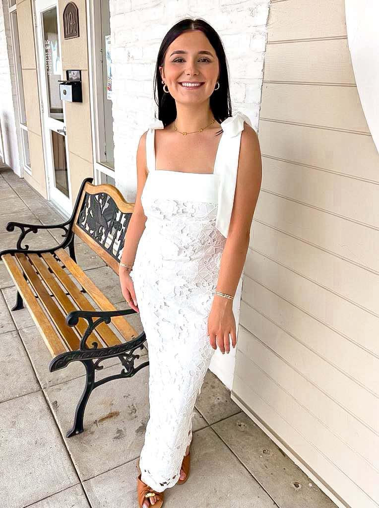 Drop Everything Now White Midi Dress