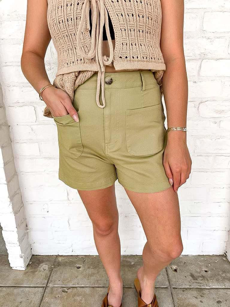 Recap From Here Light Olive Shorts