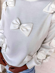 Queen Of Winter White Bows Sweater