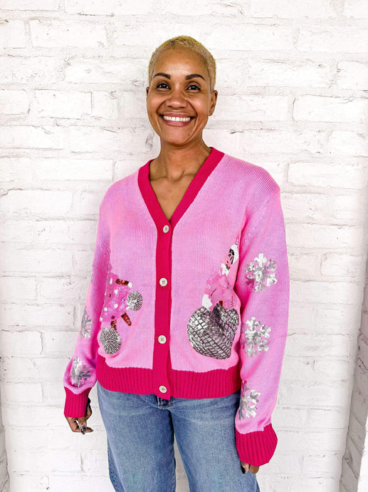 Queen Of Pink Disco Elf On The Shelf Cardigan