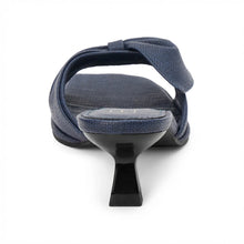 Load image into Gallery viewer, The Pompano Navy Sandal Heel