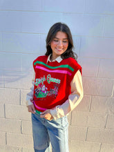 Load image into Gallery viewer, Queen Of Sparkles Red, Green &amp; Pink ‘Sleigh Queen’ Stripe Top