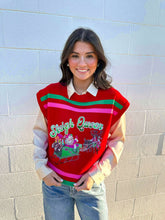 Load image into Gallery viewer, Queen Of Sparkles Red, Green &amp; Pink ‘Sleigh Queen’ Stripe Top