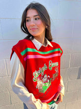 Load image into Gallery viewer, Queen Of Sparkles Red, Green &amp; Pink ‘Sleigh Queen’ Stripe Top