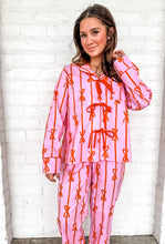 Load image into Gallery viewer, Queen Of Pink Bow Print Pajama Set