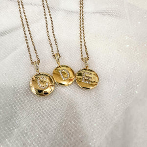 Solid Circle Initial Necklace