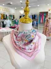 Load image into Gallery viewer, Pink Floral Silk Bandana Scarf