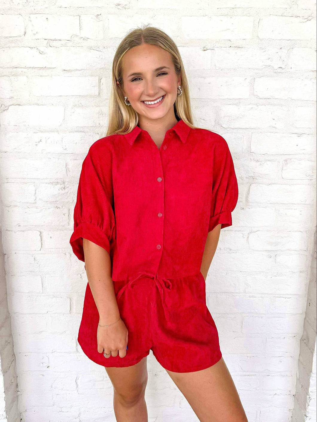 Red Runaway Corduroy set