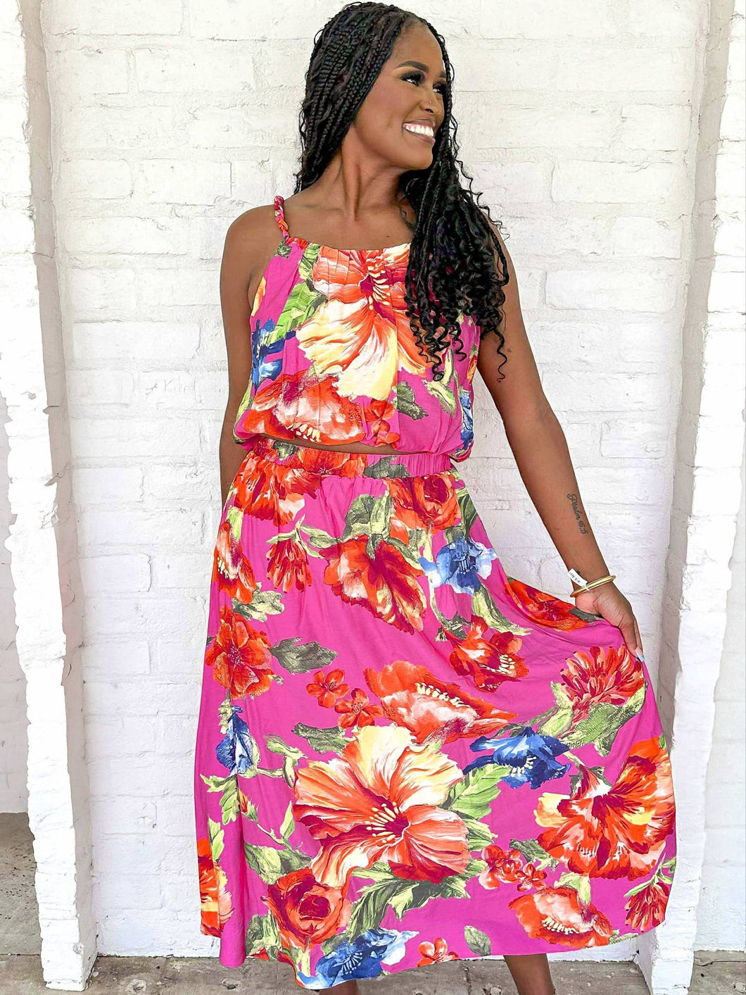 Deliver The News Magenta Maxi Skirt