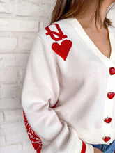 Load image into Gallery viewer, Queen Of Sparkles Red And Cream Heart Cardigan