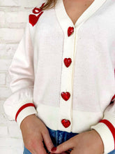 Load image into Gallery viewer, Queen Of Sparkles Red And Cream Heart Cardigan