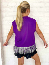 Load image into Gallery viewer, Queen Of Sparkles TCU Feather Bottom Tank Sweater