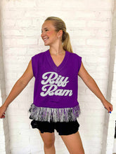 Load image into Gallery viewer, Queen Of Sparkles TCU Feather Bottom Tank Sweater