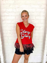 Load image into Gallery viewer, Queen Of Sparkles UGA Feather Bottom Tank Sweater