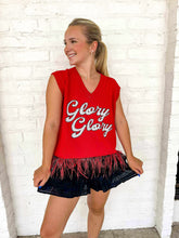 Load image into Gallery viewer, Queen Of Sparkles UGA Feather Bottom Tank Sweater