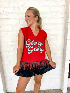 Queen Of Sparkles UGA Feather Bottom Tank Sweater