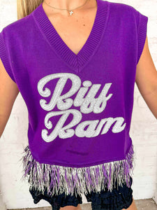 Queen Of Sparkles TCU Feather Bottom Tank Sweater