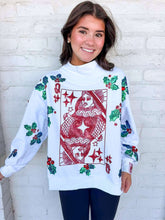 Load image into Gallery viewer, Queen Of Sparkles White Holly QOS Card Logo Mockneck Sweatshirt