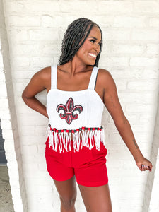 Queen Of Sparkles ULL Fringe Bead Sweater Tank