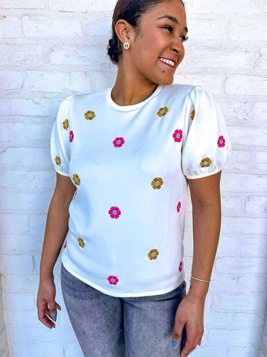 THML Spring Florals White Top