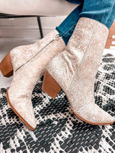 Load image into Gallery viewer, Caty Gold Spatter Cowhair Boot