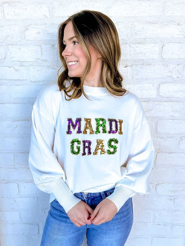 Mardi Gras Obsessed White Top