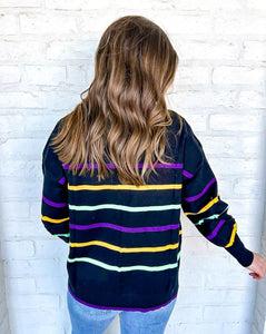 Lundi Gras Black Stripe Top