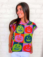 Load image into Gallery viewer, Queen Of Sparkles Multi Checkered Pumpkin Knit Top