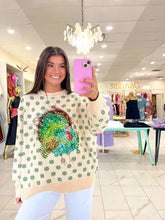 Load image into Gallery viewer, Queen Of Sparkles Beige &amp; Green Flower Print Feather Turkey Sweater
