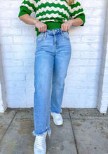 Load image into Gallery viewer, Taking Sides Mid Rise Crop Light Denim Jeans