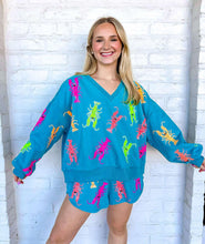 Load image into Gallery viewer, Queen Of Sparkles Teal Neon Crawfish Shorts