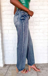 The Moment Low Rise Wide Leg Medium Denim Jean