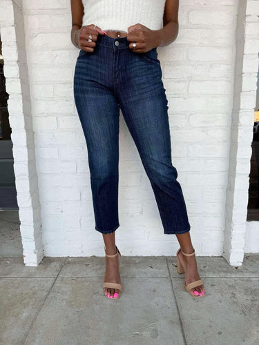 Never Enough Boyfriend Mid Rise Dark Denim Jean