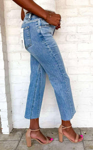 Another Day Mid Rise Crop Flare Denim Jean