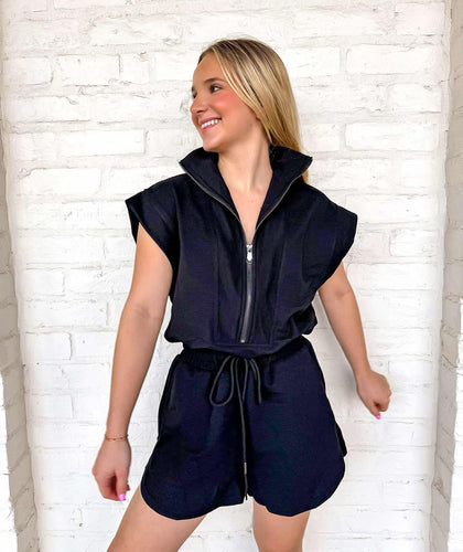 Fast Break Black Romper