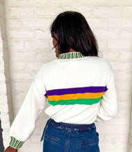 Load image into Gallery viewer, Week of Parades White Stripe Mardi Gras Sweater