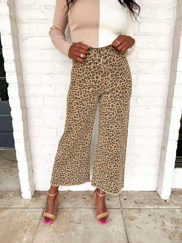 Wild Times Ahead Leopard Mid Rise Denim Jean