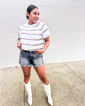 Load image into Gallery viewer, Jordan Amanda Purple And Gold White Stripe ***TOP***