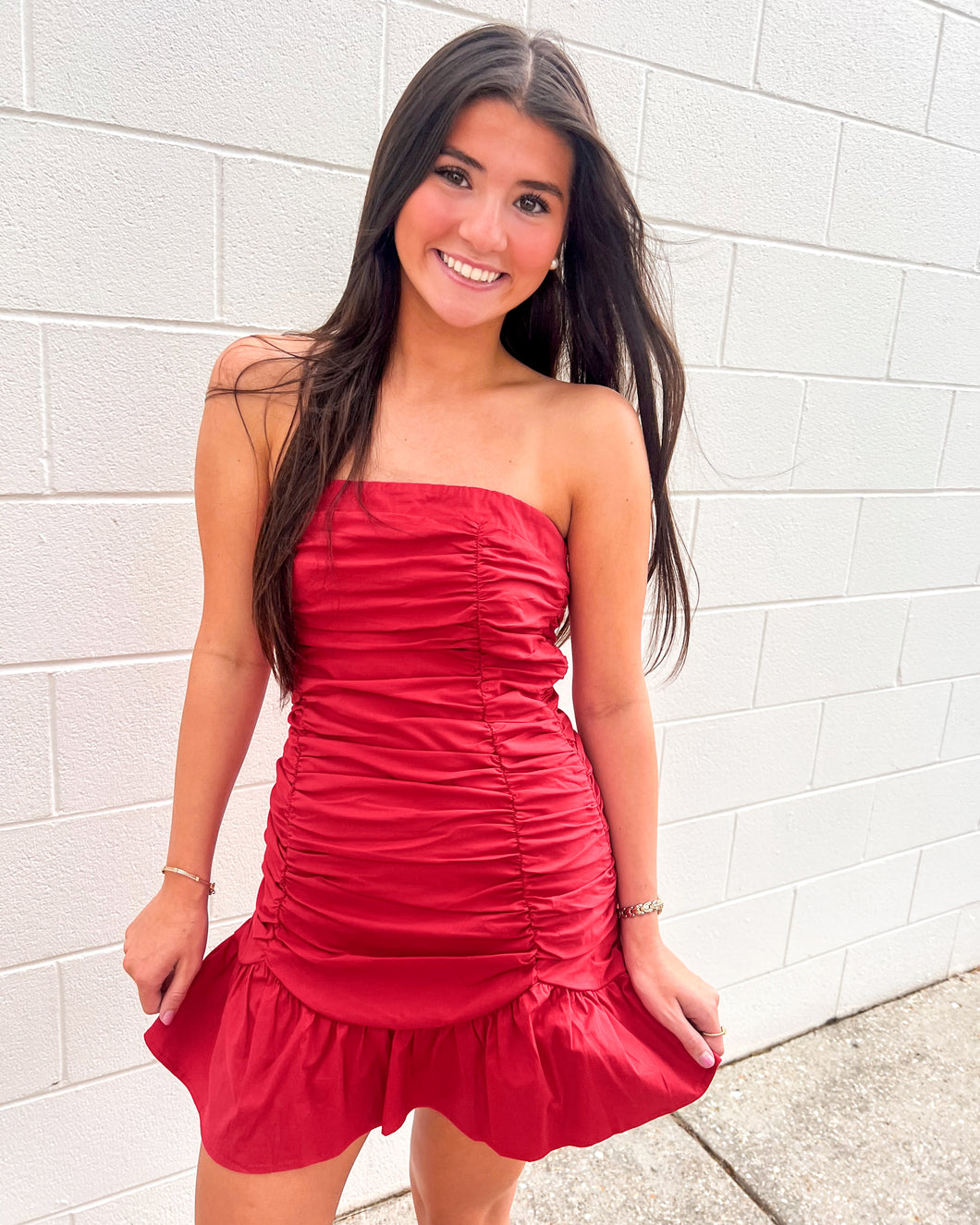 Season Of Football Red Smocked Romper