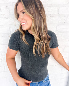 Moving Away Charcoal Knit Tee