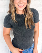 Load image into Gallery viewer, Moving Away Charcoal Knit Tee